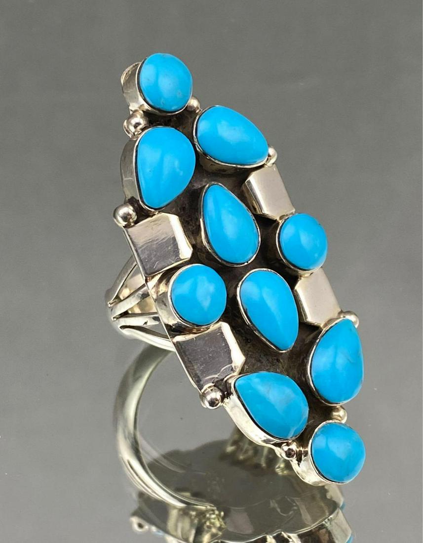 Navajo Sterling Silver and Sky Blue Turquoise Ring. (1 of 4)