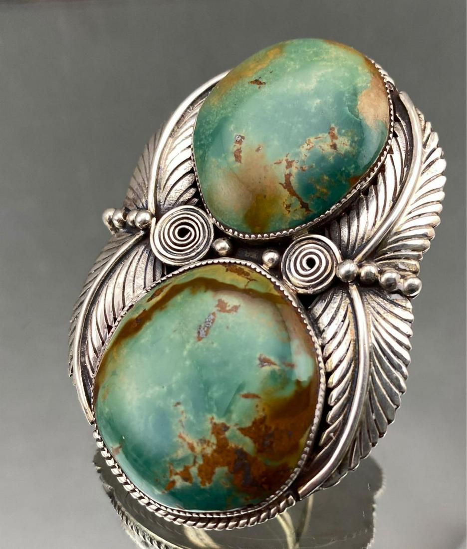 Monumental Navajo Sterling Silver and Turquoise Ring. (1 of 4)