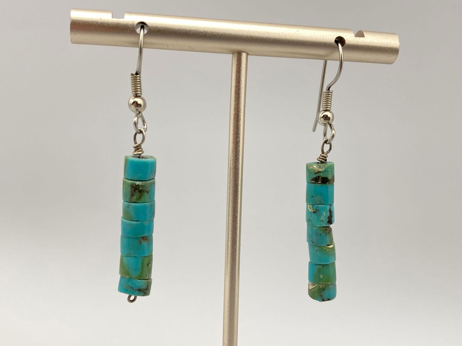 Zuni Natural Turquoise Drop Earrings (1 of 3)