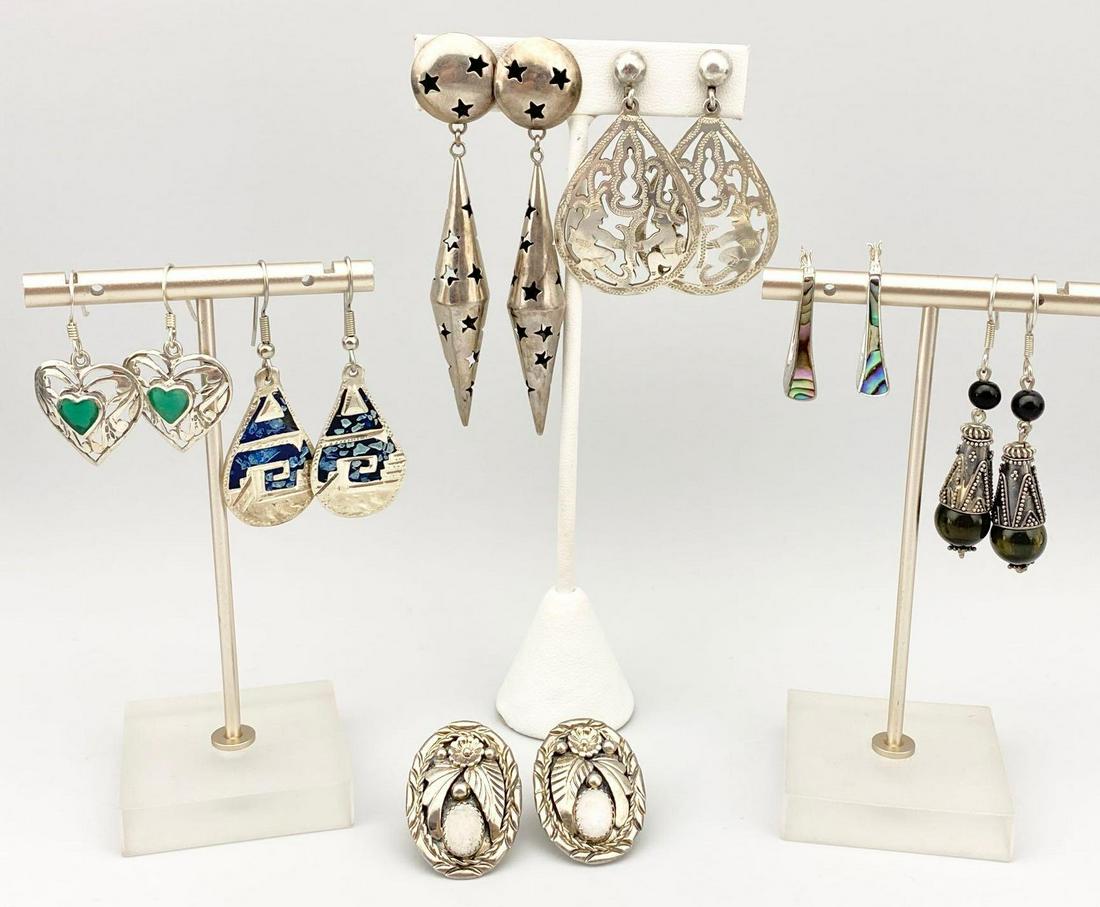 7 Pair of Sterling Silver Earrings (1 of 9)