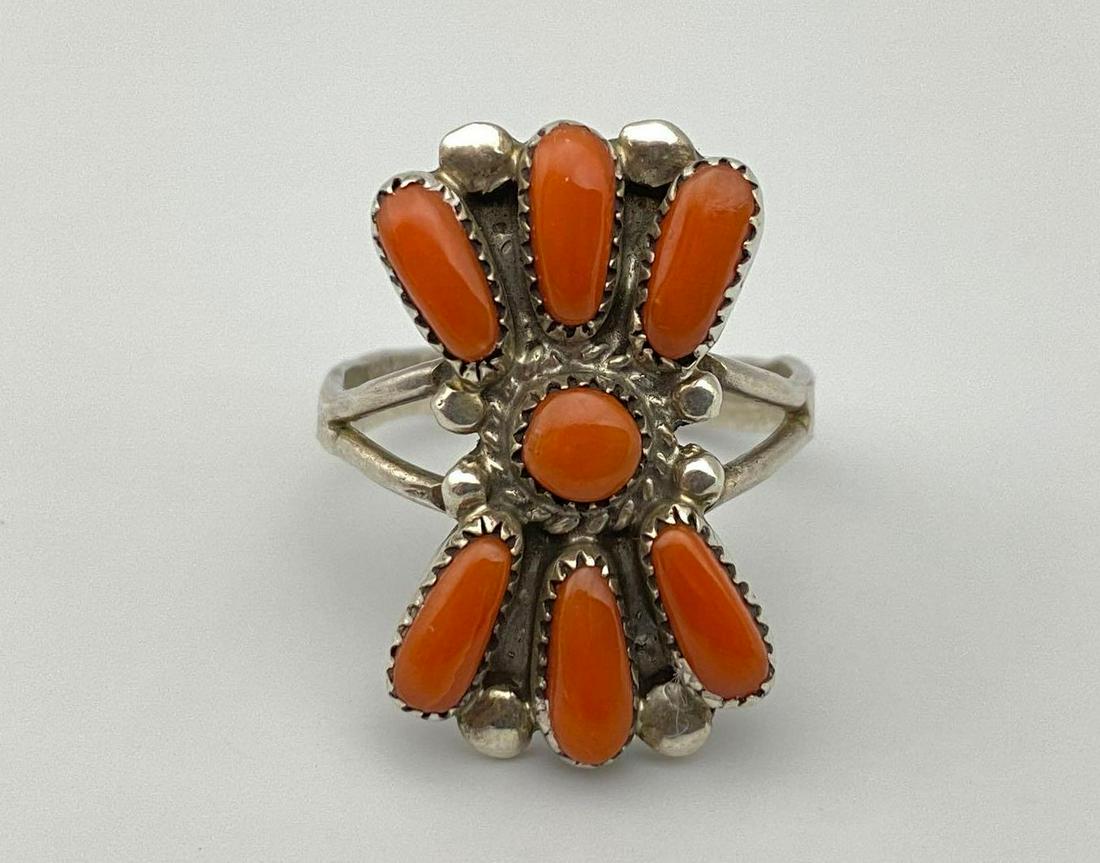 Zuni Silver and Coral Ring (1 of 4)