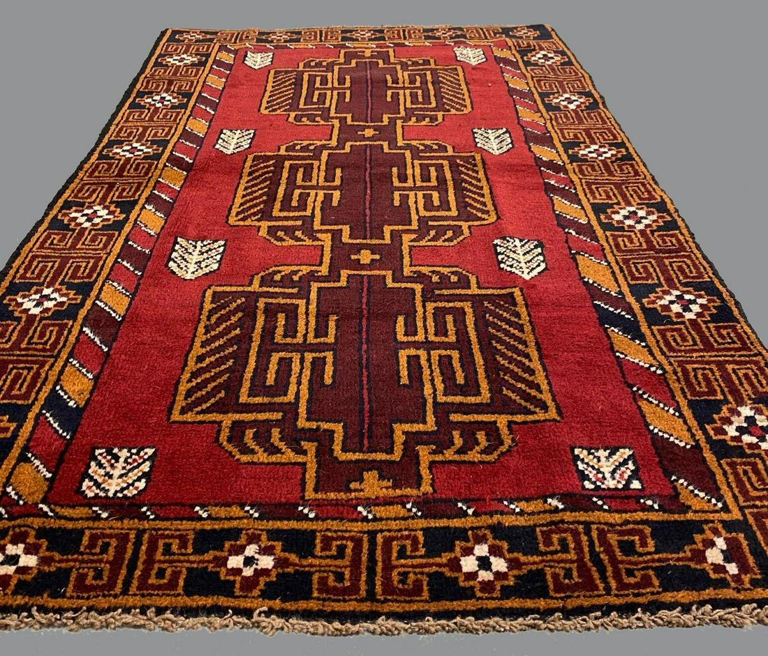 Handmade Camel Wool Tribal Rug in Colors of Reds, (1 of 9)