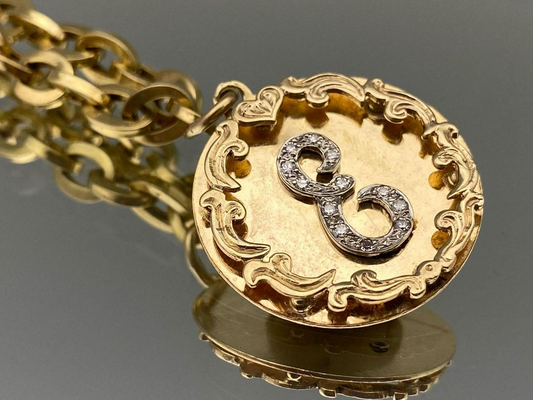 14k Gold And Diamond Initial E Charm Bracelet (1 of 8)