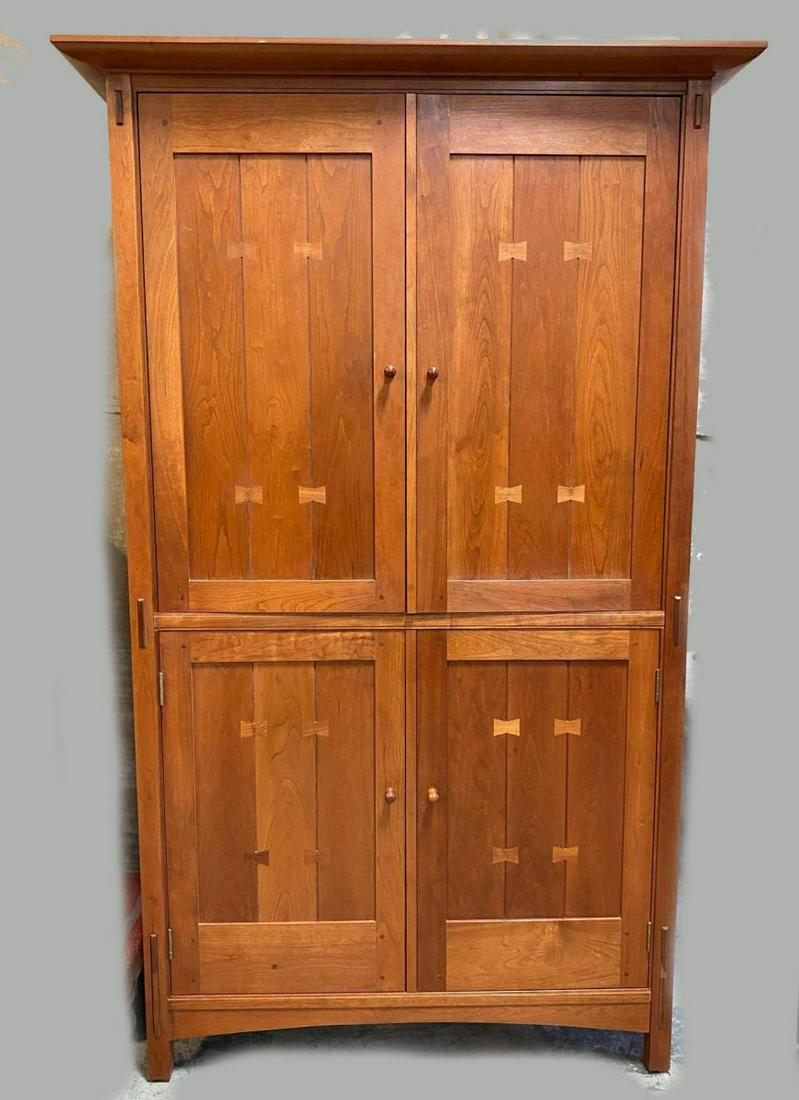 Stickley Cherrywood Cupboard with Drawers & Shelves: Stickley Cherrywood Cupboard with Drawers & Shelves. Approximately 42.25 in. 21.5 in. x 78.375 in. Great for seasonal clothing storage as well as linens.