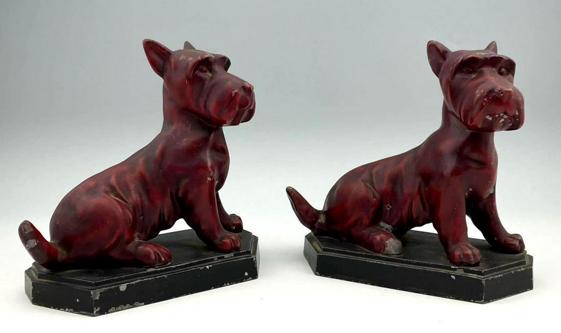 Pair of Older Adorable Red Scottie Dog Bookends (1 of 9)