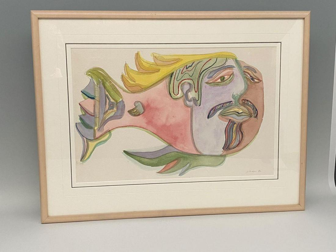 Dick Crispo Surrealist Watercolor of Anthropomorphized (1 of 12)