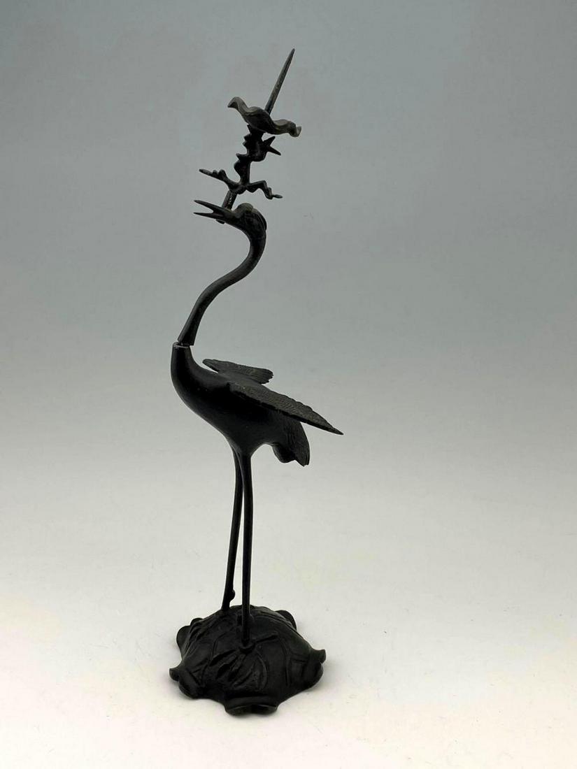 Japanese Bronze Crane Form Candlestick (1 of 11)