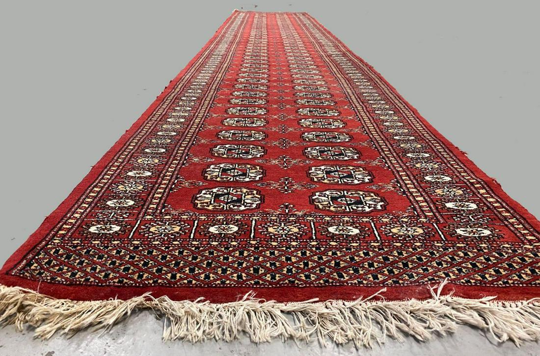Vintage Bukhara Mouri Gul Handmade Wool Runner (1 of 15)