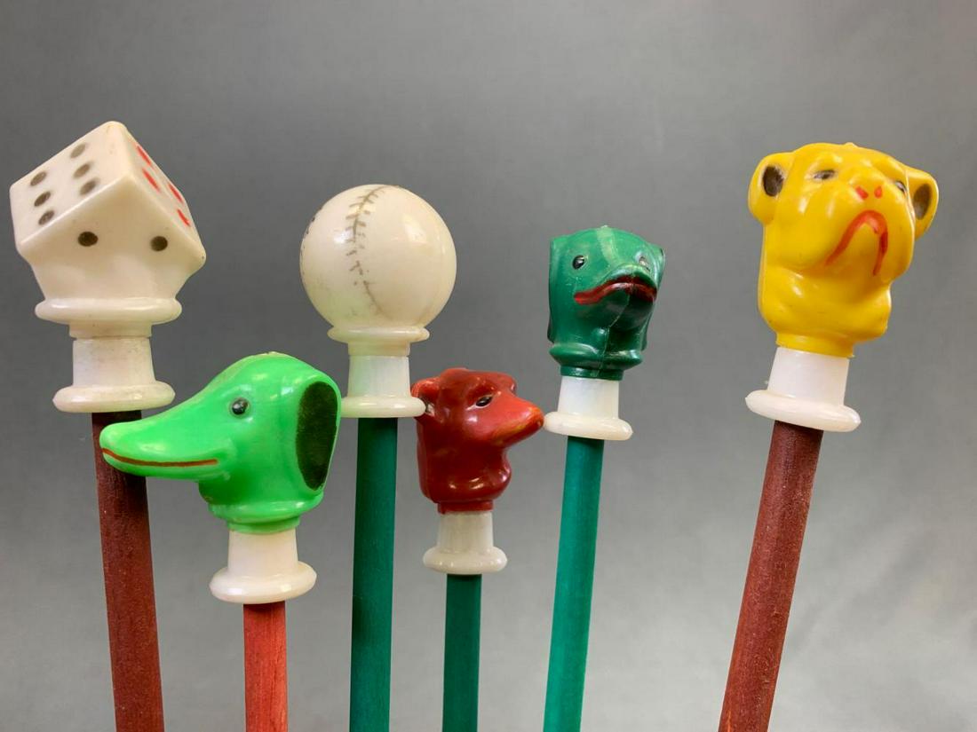 Lot Of 6 Vintage Wooden Carnival Circus Canes With (1 of 3)