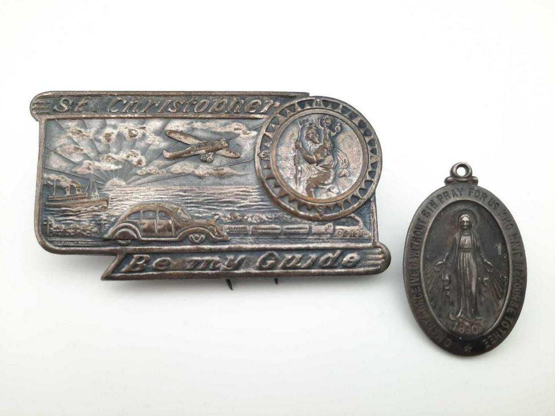 Sterling Silver Mary Medal and St Christopher Dashboard (1 of 5)