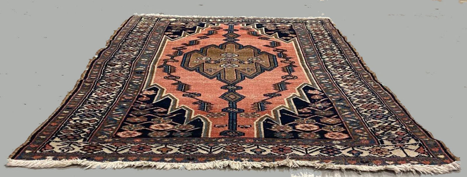Antique Persian Wool Rug in Colors of Pink, Blues, and (1 of 13)