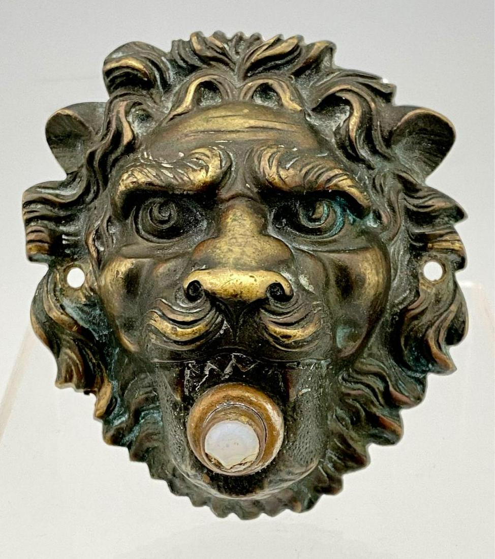 Bronze Lion Head Door Bell Mount, Probably Austrian (1 of 7)