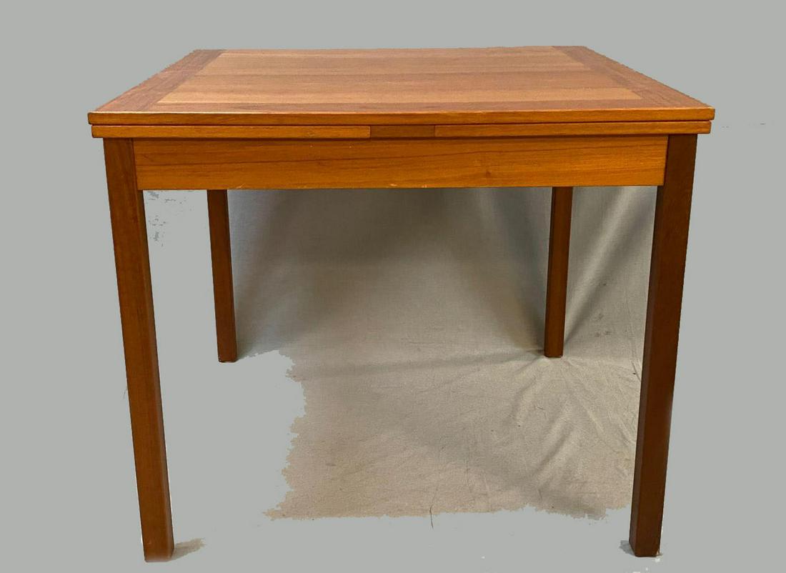 Danish Modern Teak Square Draw Leaf Dining Table, (1 of 19)