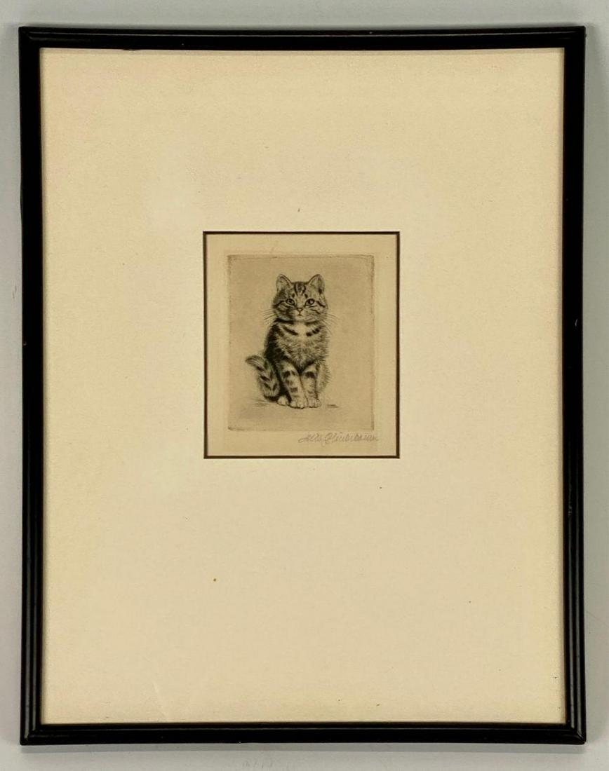 Meta Pluckebaum, Tabby Cat Etching on Paper (1 of 6)