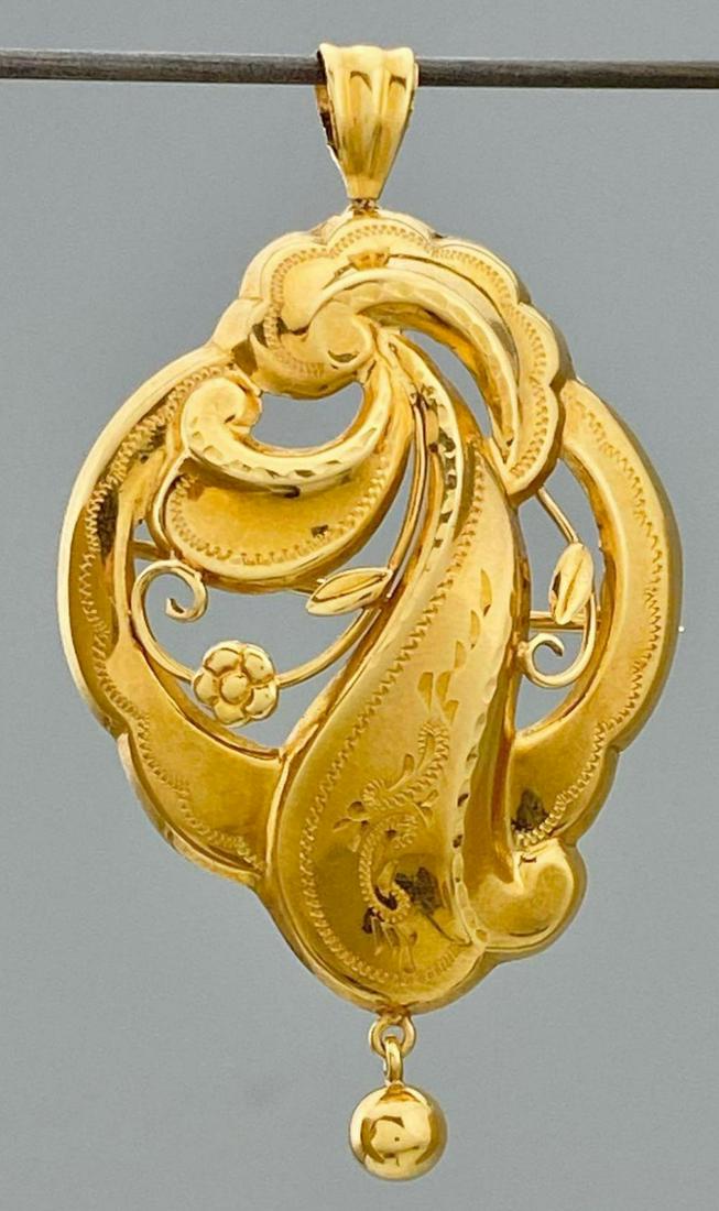 Swedish Art Nouveau 18k Gold Pendant Brooch,4.2g (1 of 5)