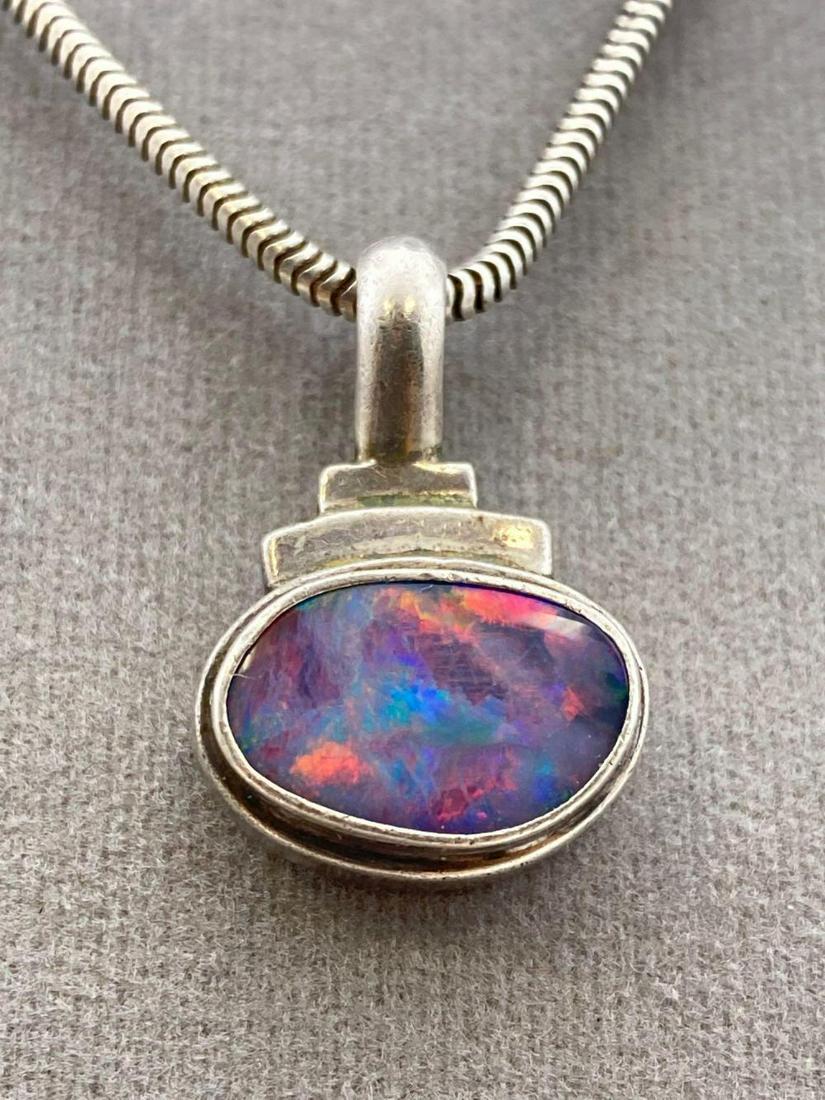 Fire Opal and Sterling Silver Necklace (1 of 7)