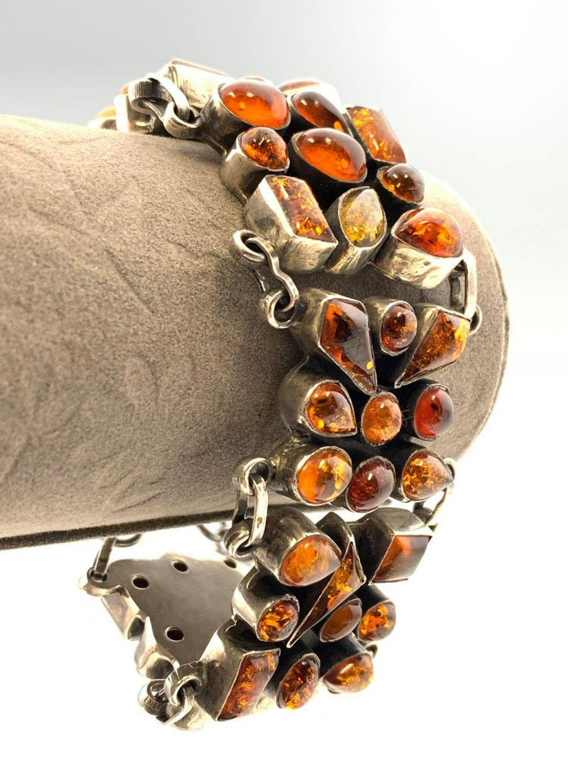 Sterling Silver Amber Bracelet, 82.5g (1 of 9)