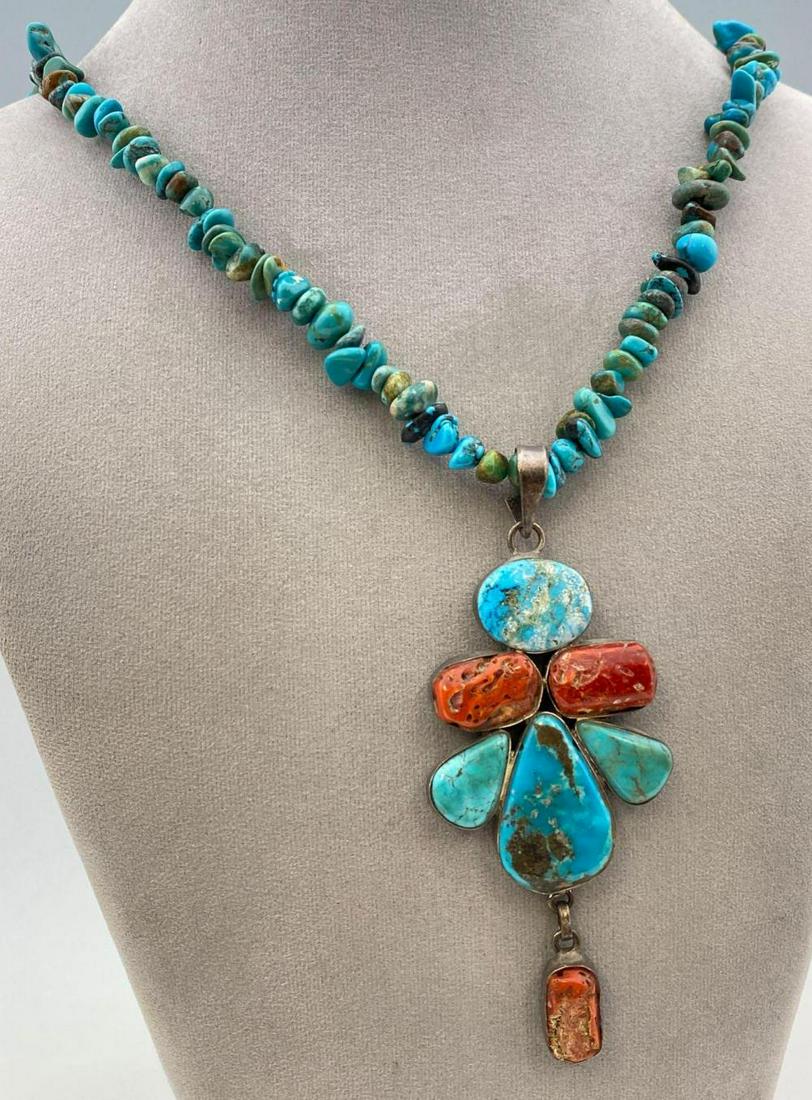 Older Navajo Nugget Turquoise Strand Necklace with (1 of 8)