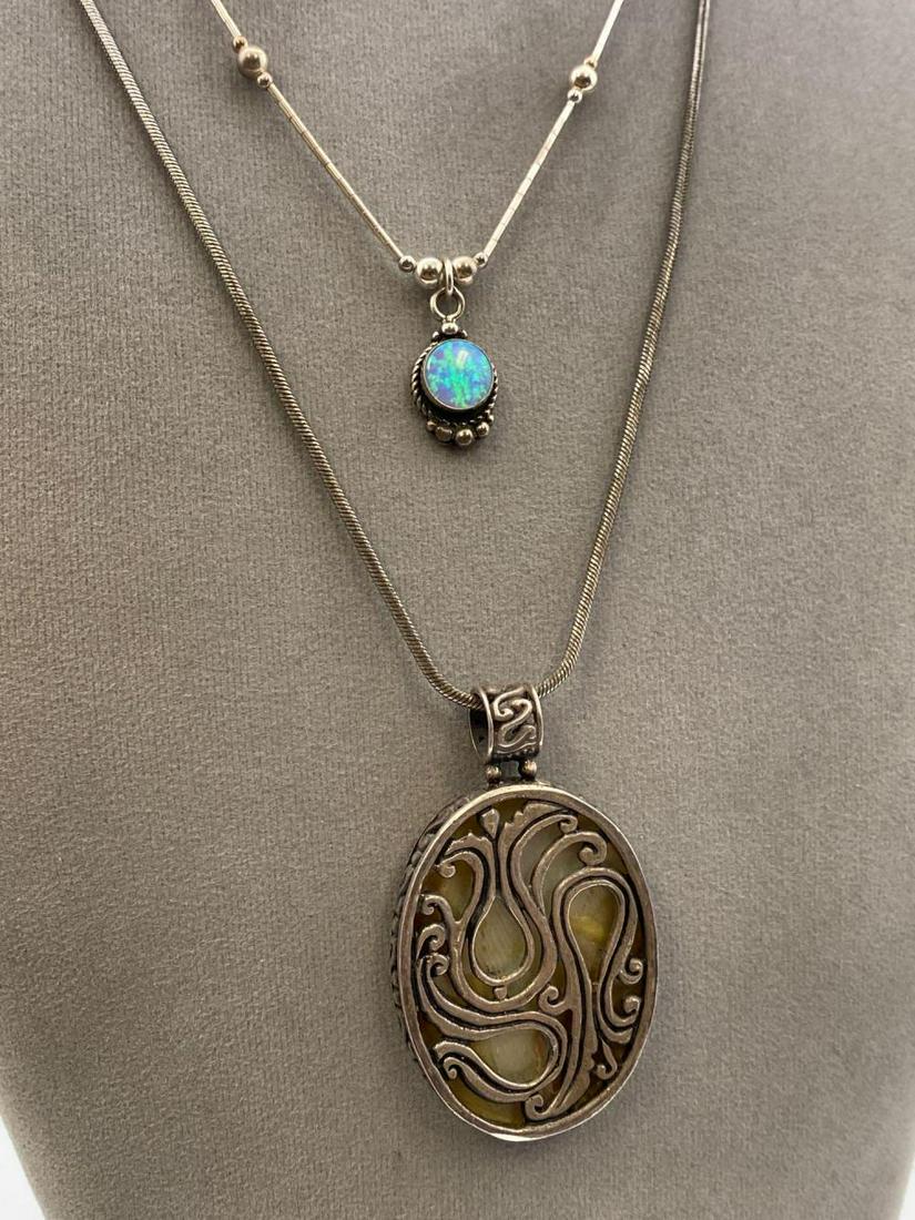 Sterling Silver Opal and Mother of Pearl Necklaces (1 of 12)