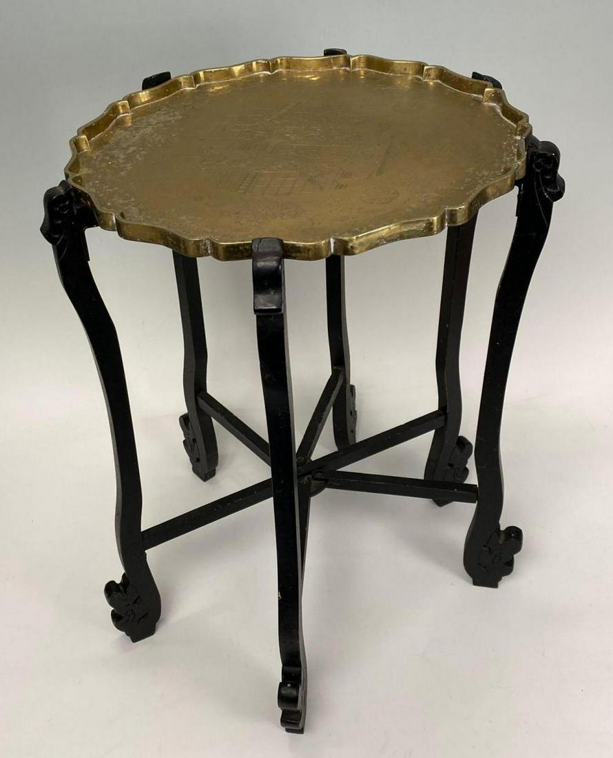 Chinese Chased Brass Tray Top Folding Table, Republic (1 of 14)
