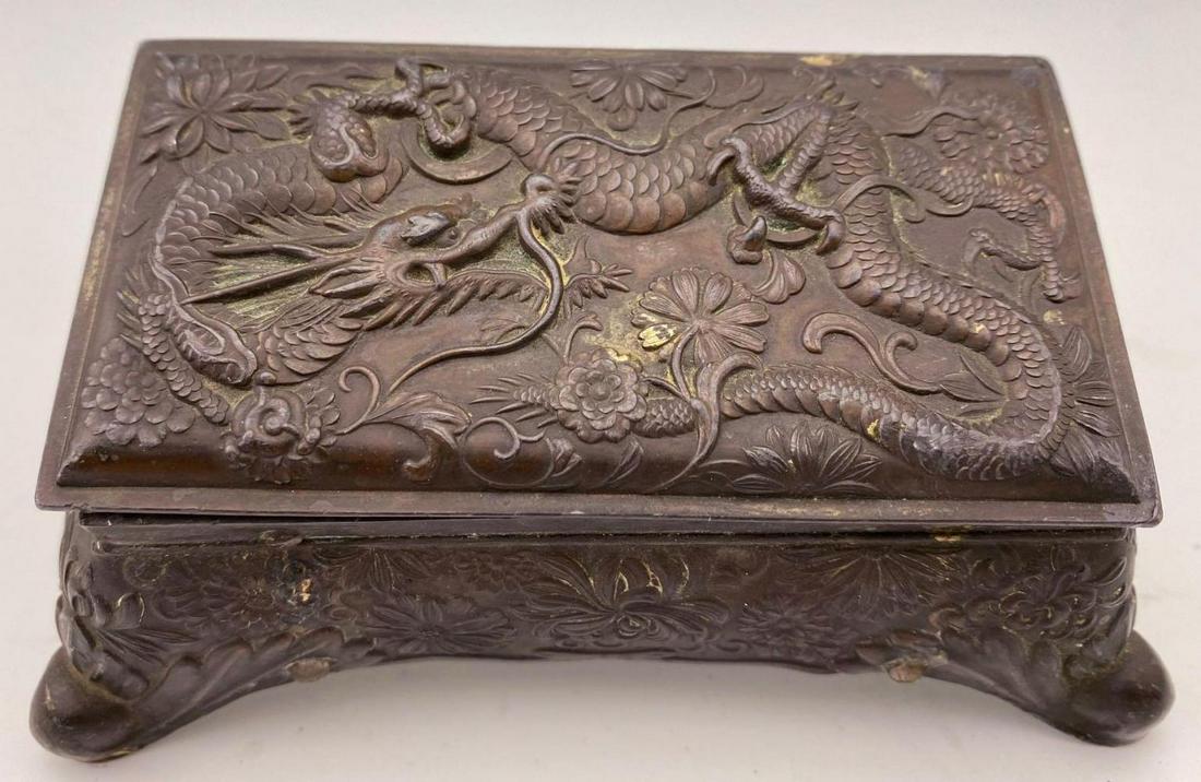 Chinese Silvered Brass or Bronze Inkwell with Peking (1 of 12)