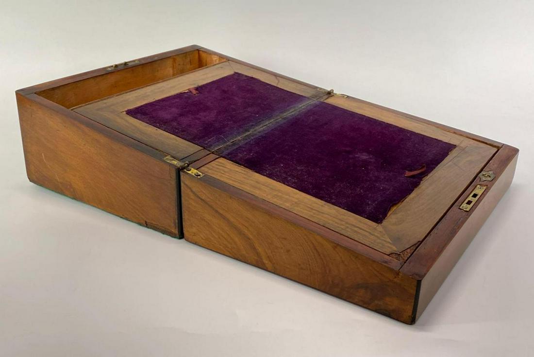 Antique Rosewood Lap Desk, Probably British: Antique Rosewood Lap Desk, Probably British, approximately 11.875 x 8.875 x 5.875 inches.