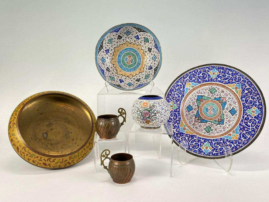 Lot of Enameled Brass and Copper Middle Eastern (1 of 14)