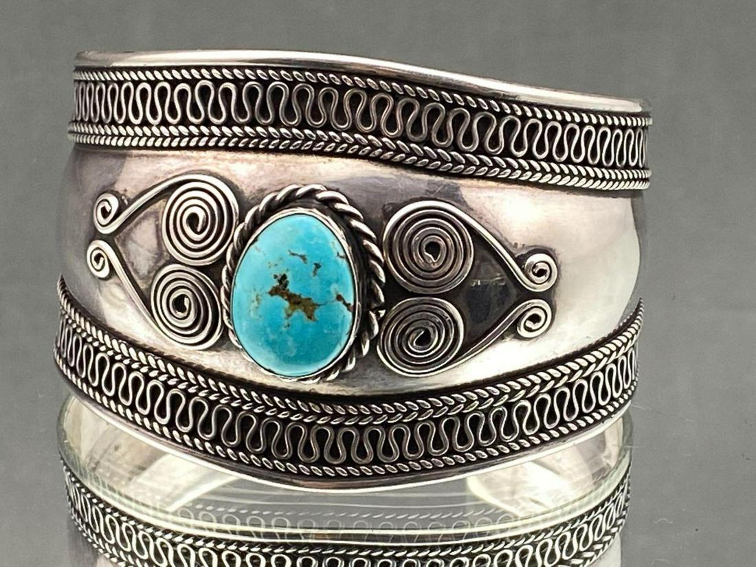 Beautiful sterling silver and turquoise cuff bracelet (1 of 5)