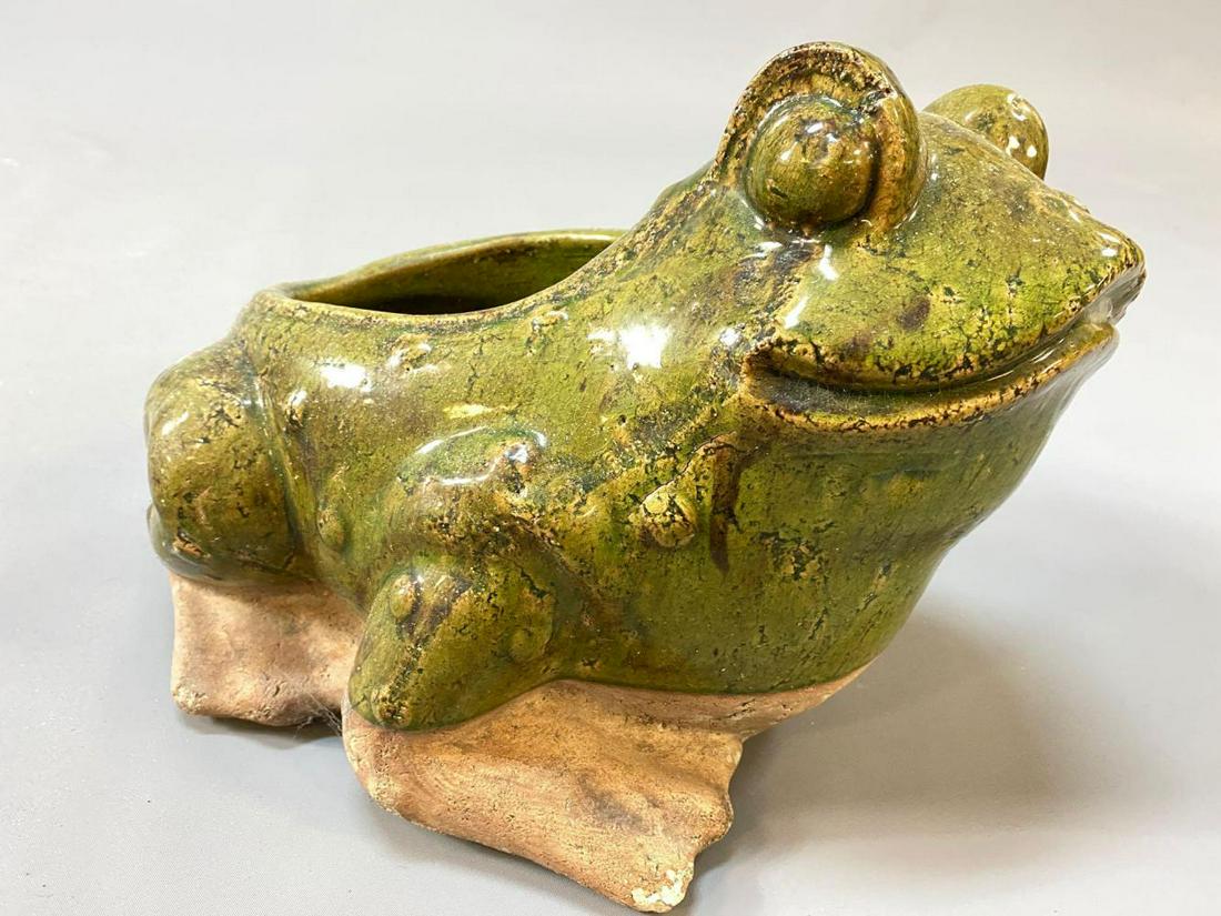 Ceramic Frog Garden Planter, Glazed California Pottery (1 of 9)