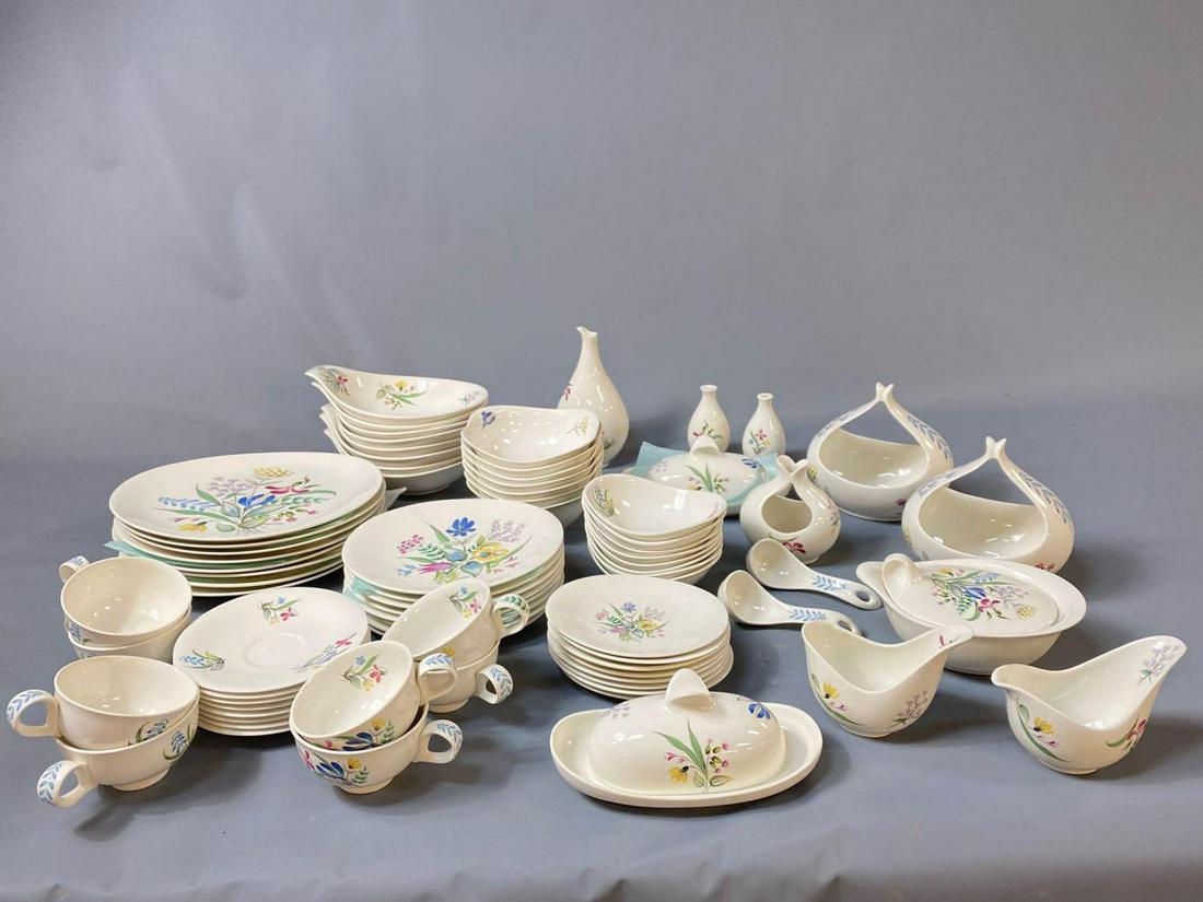 79 Piece Eva Zeisel Mid Century Bouquet Floral China: 79 Piece Hallcraft Eva Zeisel Bouquet Floral Set of 8 Place Settings Plus Extras. Set includes 8 dinner plates, 8 salad plates, 8 bread plates, 8 soup bowls, 7 bowls, 8 dessert bowls, 8 tea cups, 8 sa