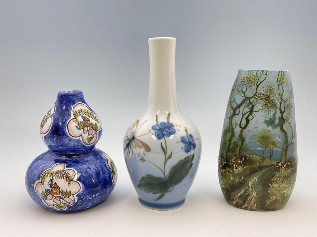 Lot of Three European Art Pottery Vases (1 of 10)