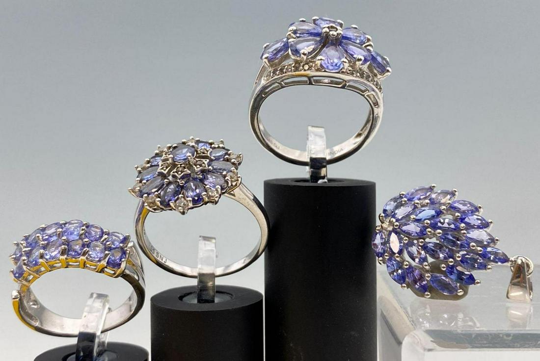 4 Piece Sterling Silver and Tanzanite Jewelry Lot (1 of 6)