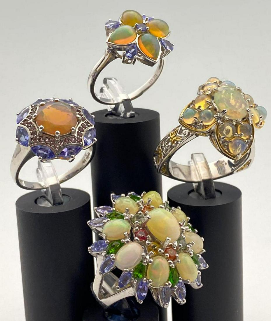 4 Sterling Silver Opal, Tanzanite, & Sapphire Rings (1 of 13)