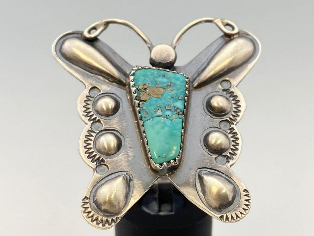 Navajo Sterling Silver Turquoise Butterfly Ring (1 of 6)