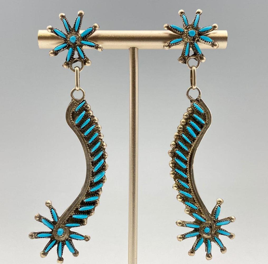 Spectacular Zuni Sterling Needlepoint Turquoise (1 of 4)