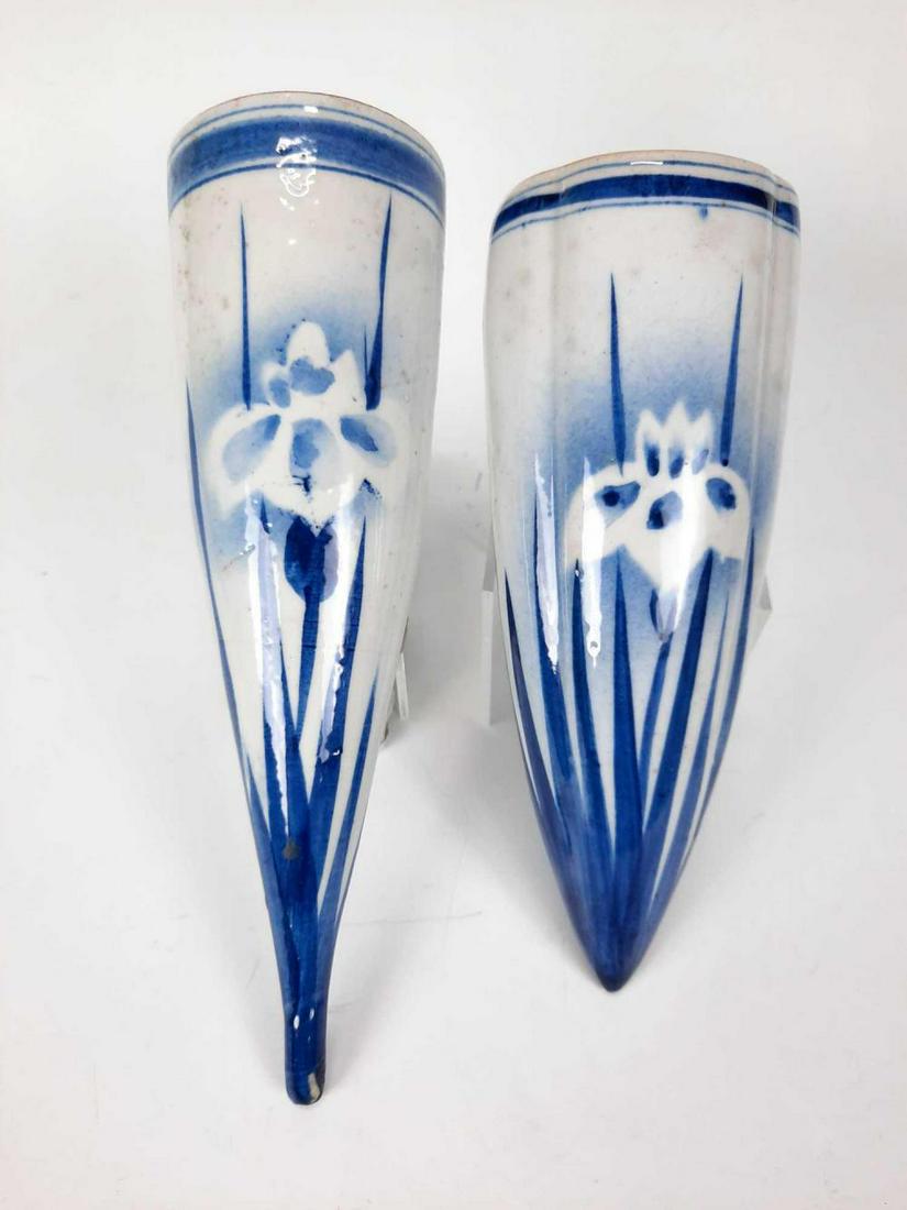 Lot of Two Japanese Ceramic Wall Pockets (1 of 8)