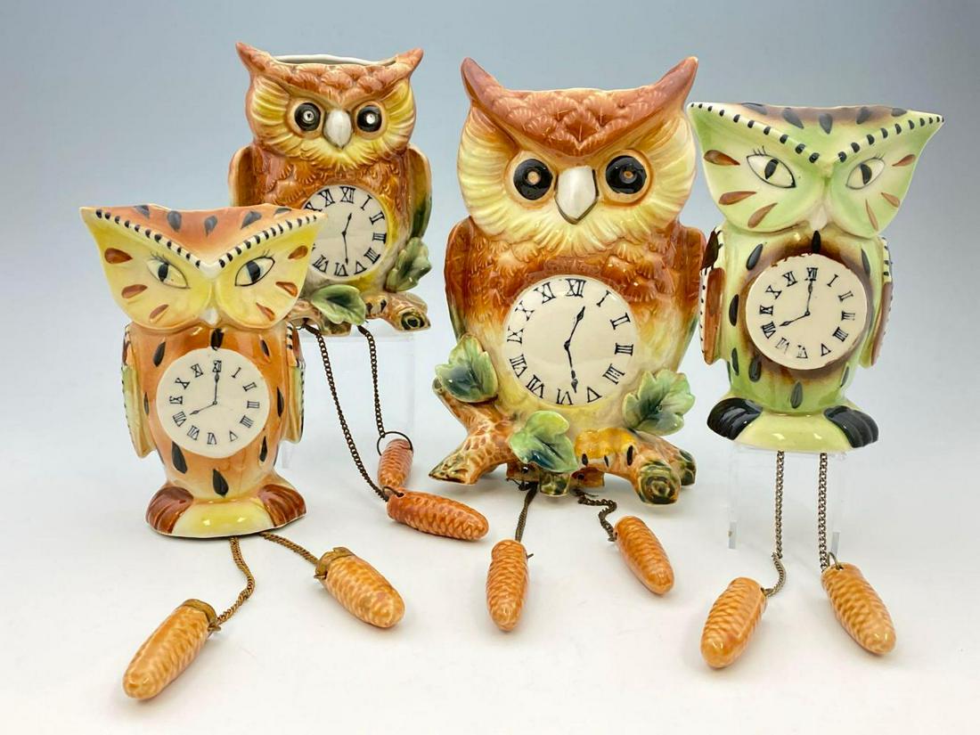Lot of Four Ceramic Owl Wall Pockets (1 of 16)