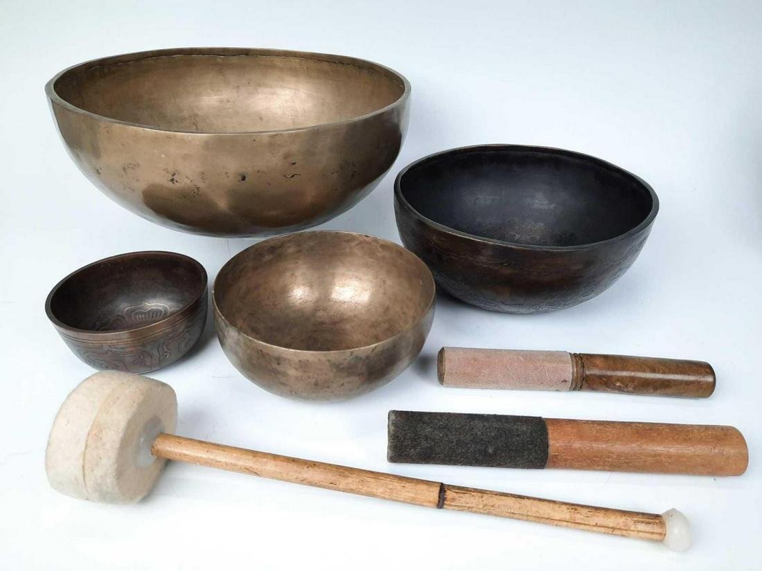 Lot of Tibetan Singing Bowls, Possibly Antique (1 of 17)
