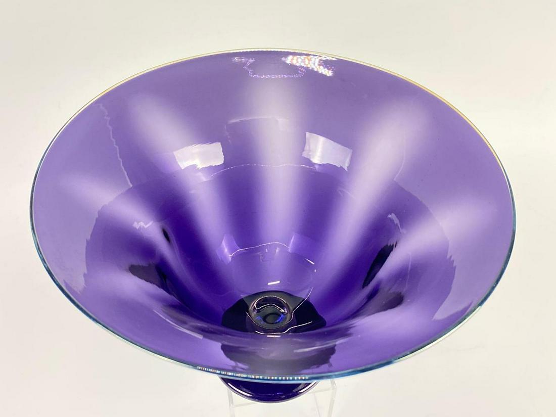 Amethyst Art Glass Footed Compote, Signed (1 of 8)