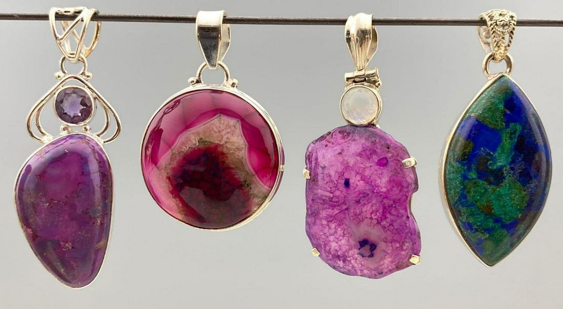 4 Sterling Silver Semi Precious Stone Pendants (1 of 9)