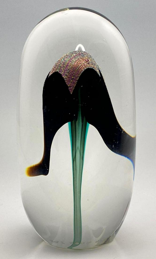 Hand-blown Glass Paperweight with Lily Design (1 of 9)