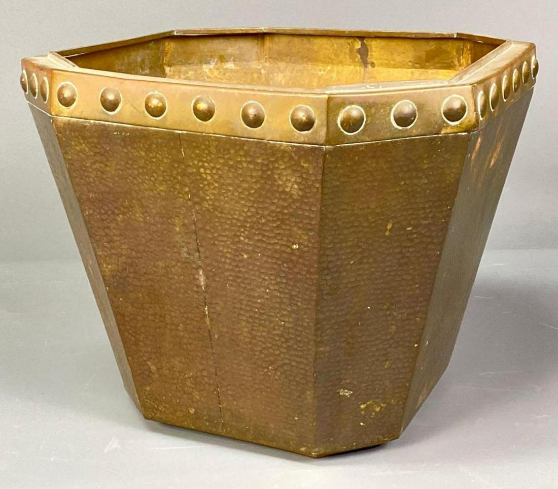 Chinese Hammered Brass Wastebasket or Pot (1 of 10)