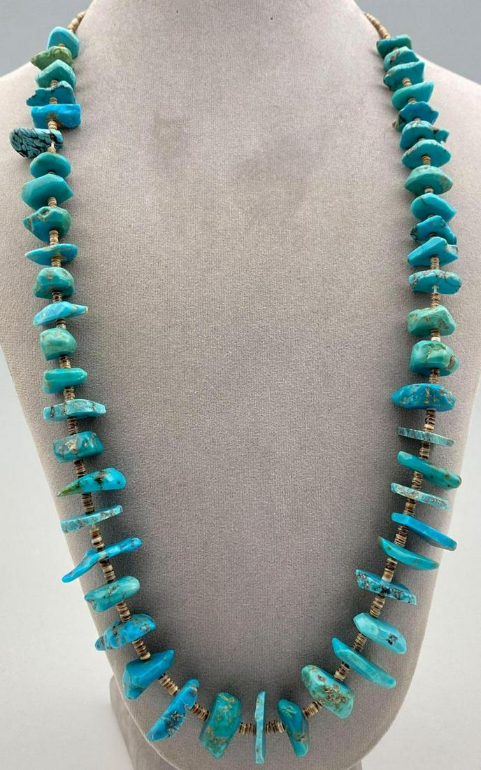 Navajo Turquoise Nugget Heishi Bead Necklace (1 of 7)