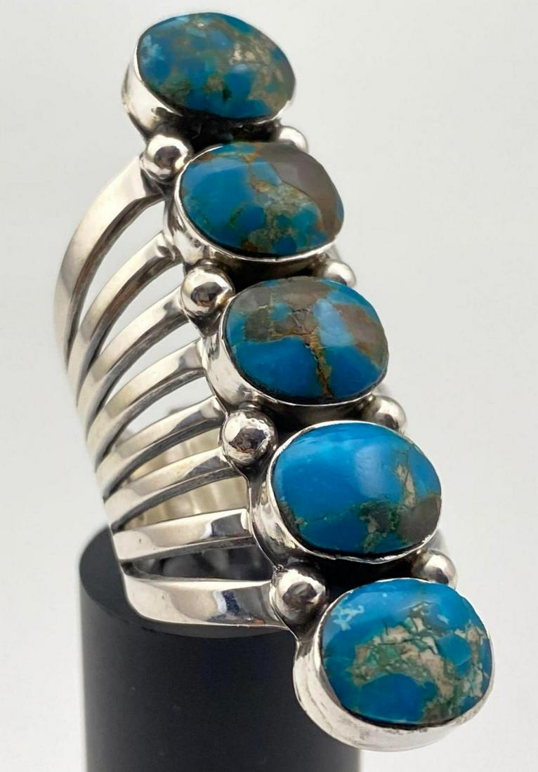 Navajo Sterling 5 Stone Split Band Turquoise Ring (1 of 6)