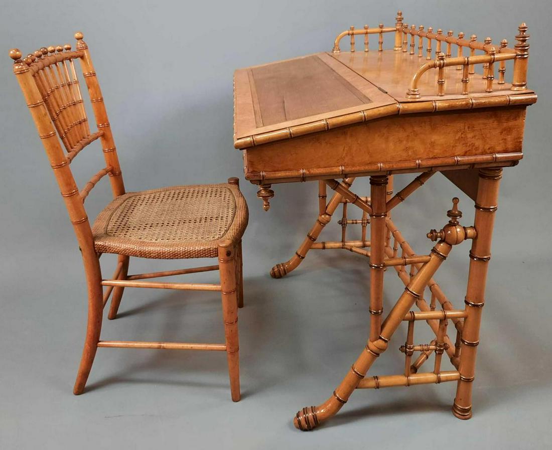 American Aesthetic Movement Birdseye Maple Desk and (1 of 20)