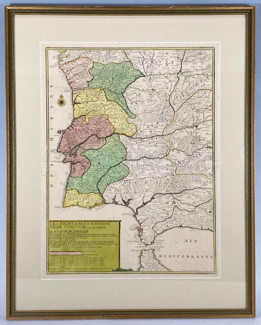 1705 Antique French Map of Portugal and Spain, P. (1 of 8)