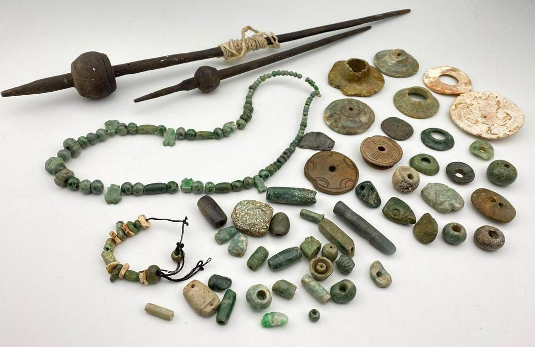 Large Lot of Jade & Hardstone Carved Mayan Items, (1 of 14)