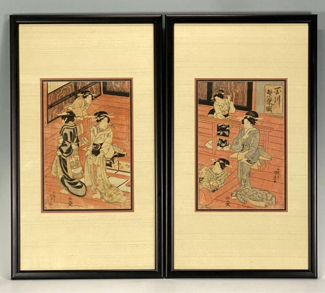 Pair of Gototei Kunisada Japanese Ukiyo-e Woodblock (1 of 10)