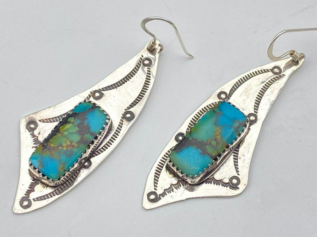 Navajo Sterling Spiderweb Turquoise Earrings by Joelius (1 of 4)