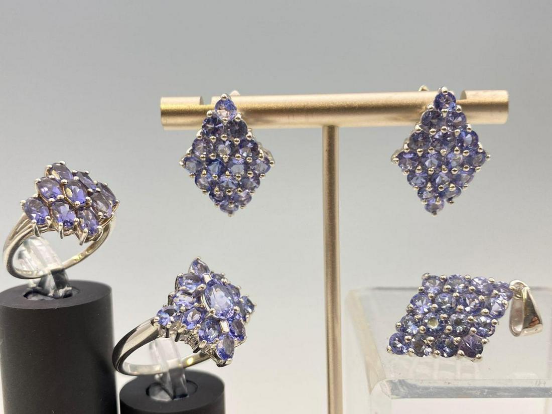 Sterling Silver Tanzanite Earrings, Rings, and Pendant (1 of 12)